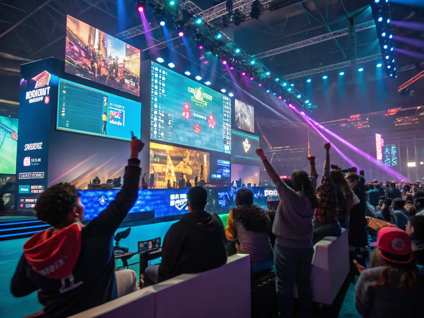 A dynamic image featuring virtual sports and e-sports events, with futuristic graphics and fast-paced action. The image should appeal to tech-savvy bettors.